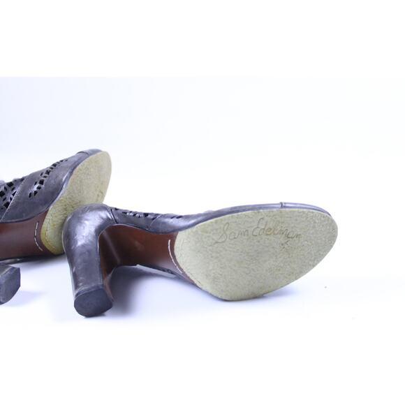 Sam Edelman Heels Womens 8M Grey S-Sawyer Perforated Leather Oxford Shooties - Picture 5 of 5